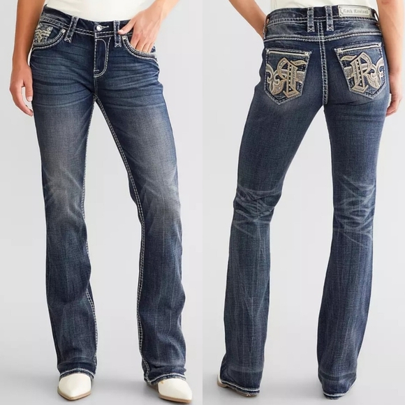 Rock Revival Denim - Rock Revival Jordyn Easy Boot Western Denim Blue Jeans Sz 32 x 27.5 (Hemmed)
